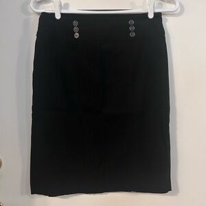 Reitmans Black Pencil Skirt with Button Detail size 7